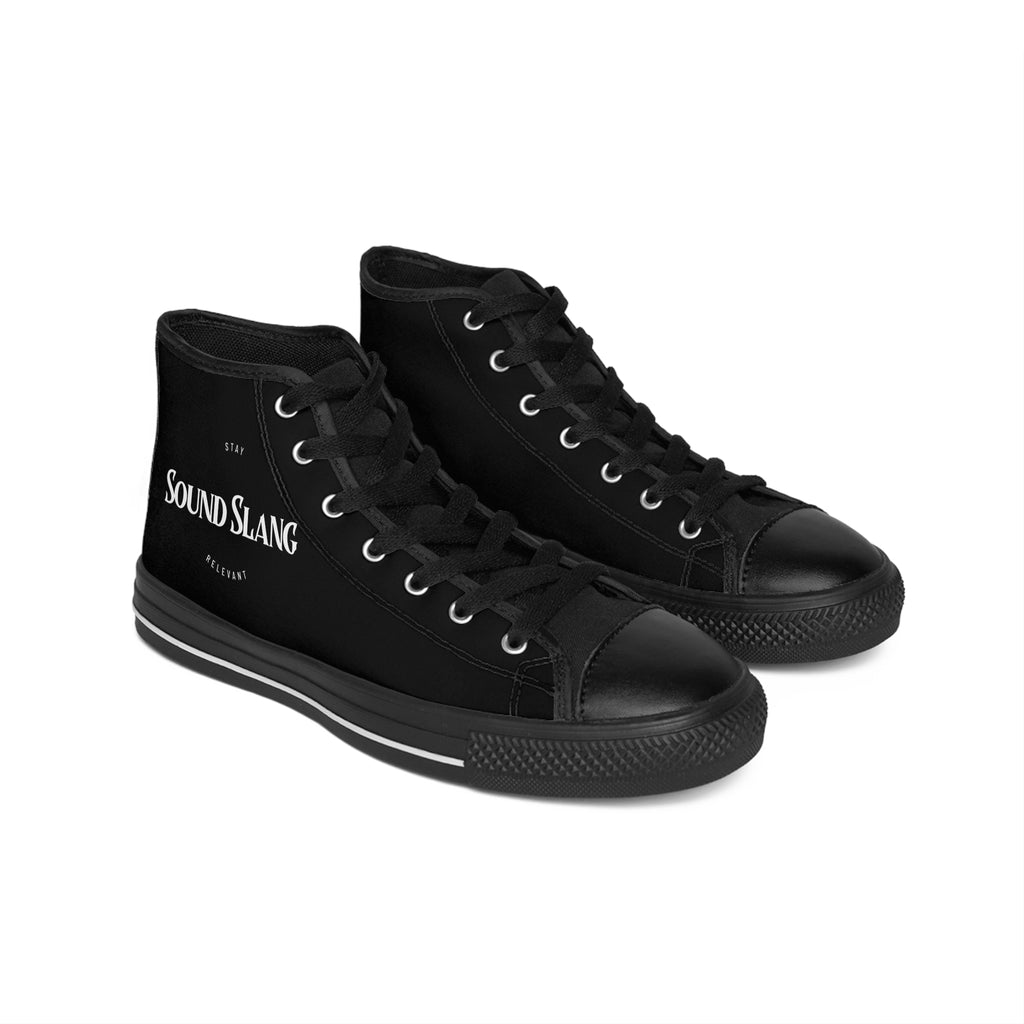 Sound Slang High-Top Sneakers — Black Graphic Men’s Classic Sneakers