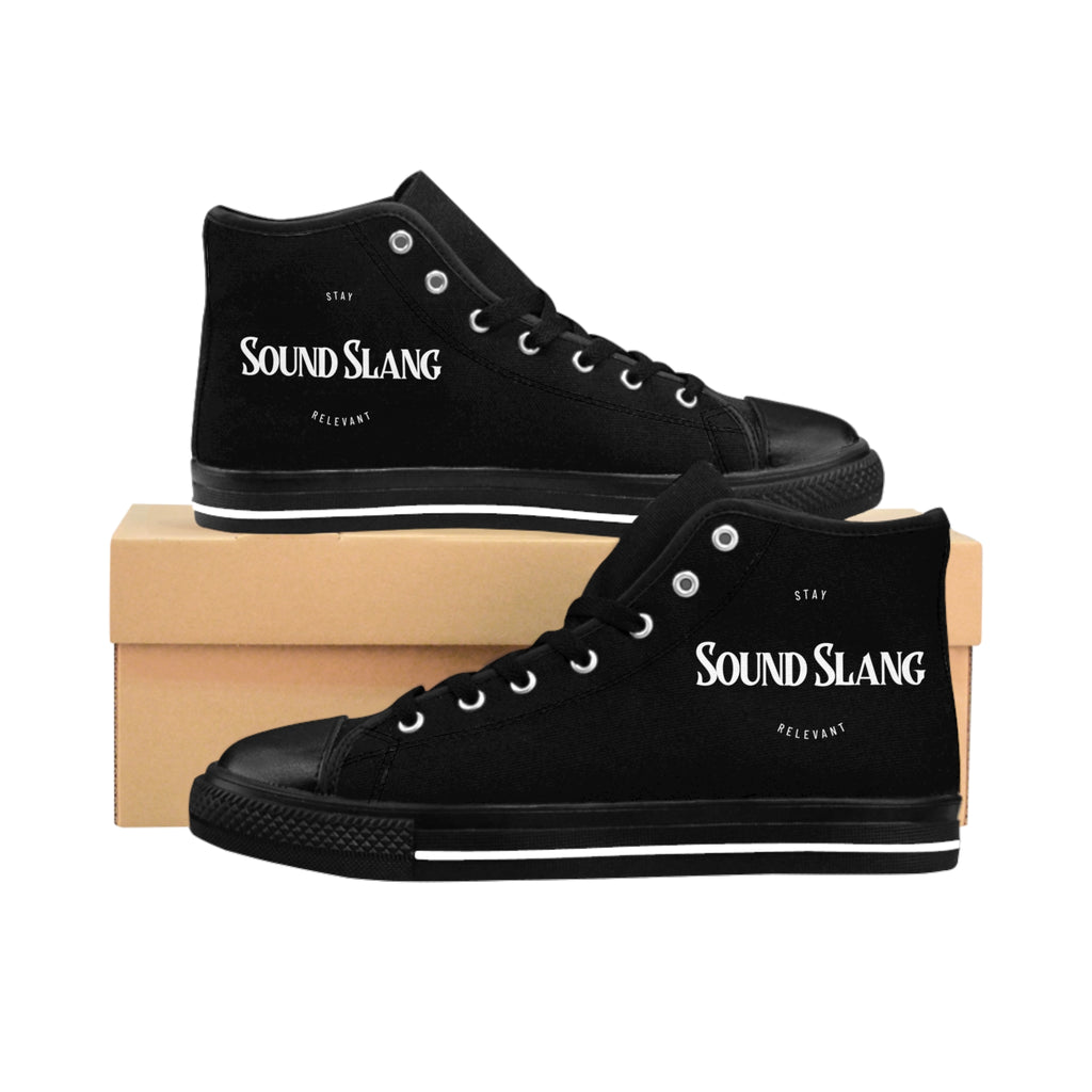 Sound Slang High-Top Sneakers — Black Graphic Men’s Classic Sneakers