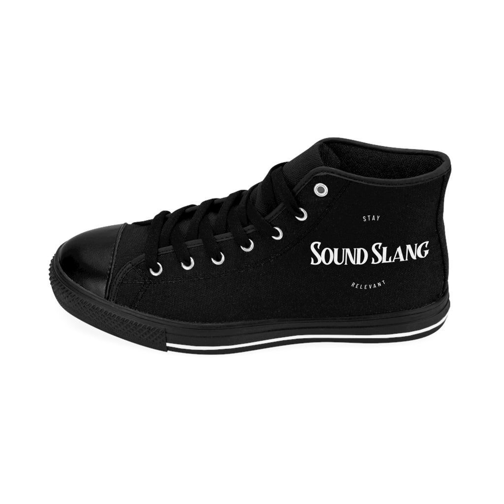 Sound Slang High-Top Sneakers — Black Graphic Men’s Classic Sneakers